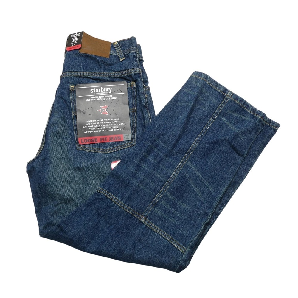 Starbury Loose Fit Jeans Mens 30x30 Blue Baggy Wide Leg Denim Steve & Barry's